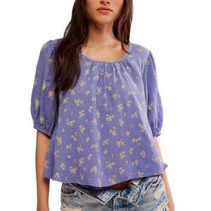 Free People Purple Floral Crop Top